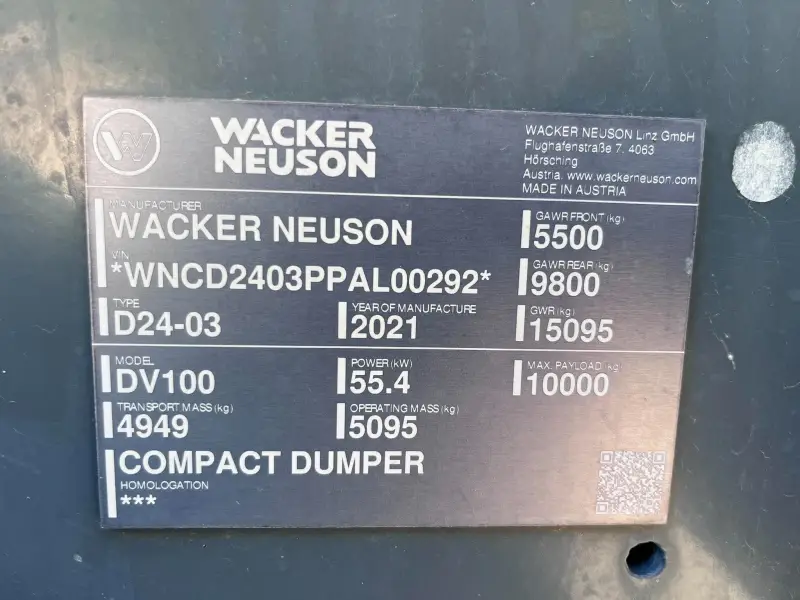 2021 Wacker Neuson DV100 Compact Dumper photo 11